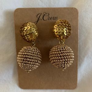 JCrew Gold Beaded Ball Earrings